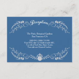 Elegantes Blue & Silver Wreath Monochromatic Weddi Begleitkarte