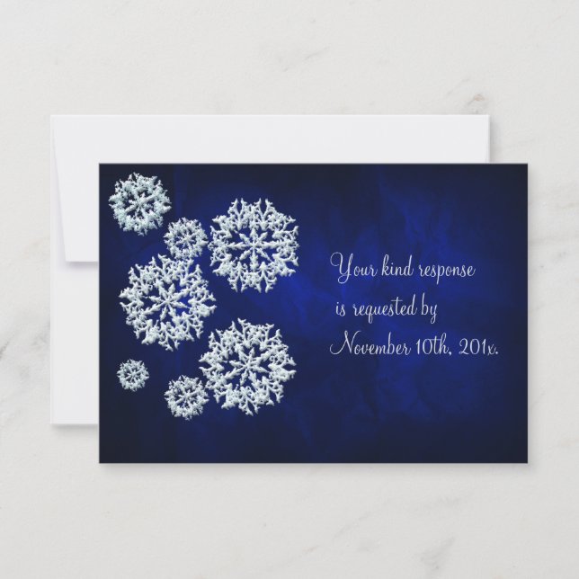 Elegantes Blue Snowflake Winter Wedding UAWG RSVP Karte (Vorderseite)