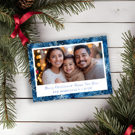 Elegantes Blue Snowflakes Foto Feiertagskarte