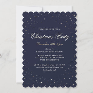 Elegantes Blue Starry Christmas Party Einladung