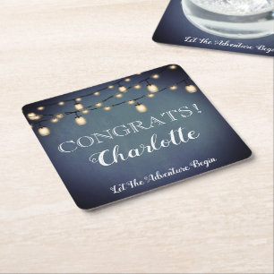 Elegantes Blue Surprise Retirement Party Napkins Rechteckiger Pappuntersetzer