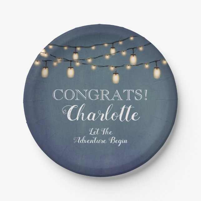 Elegantes Blue Surprise Retirement Party Pappteller (Vorderseite)