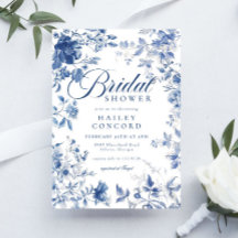 Elegantes Blue Toile Chinoiserie Brautparty