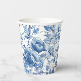 Elegantes Blue Toile Chinoiserie Brautparty Pappbecher