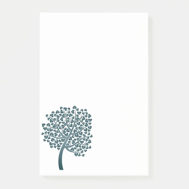 Elegantes Blue Tree Herzdesign Post-it Klebezettel (Vorderseite)