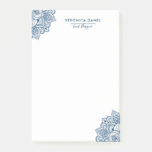 Elegantes Blue Tribal Mandala Lace Design Post-it Klebezettel