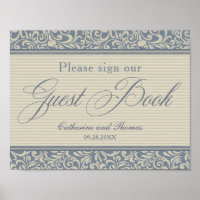 Elegantes Blue und Beige Gästebuchsignage