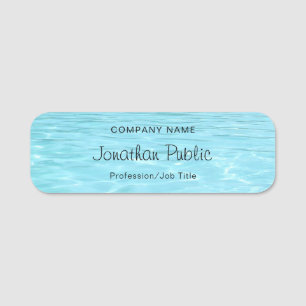 Elegantes Blue Water Calligraphy Script Aqua Moder Namensschild