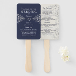 Elegantes Blue Wedding Programm Fächer