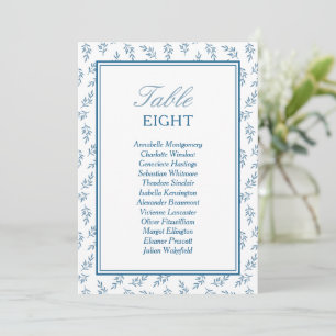 Elegantes Blue Wedding Tischnummer Seating Chart
