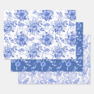 Elegantes Blue White Chinoiserie New Orleans Club Geschenkpapier Set