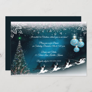Elegantes Blue & White Christmas Design Party Einladung