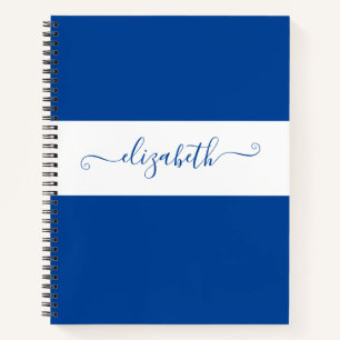 Elegantes Blue White Color Block Name Monogram Notizbuch