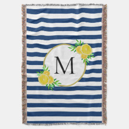 Elegantes Blue White Stripes Monogramm italienisch Decke