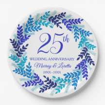 Elegantes Blue Wreath 25-jähriges Party