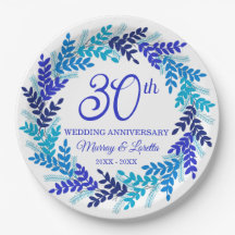 Elegantes Blue Wreath 30-jähriges Party