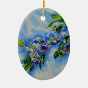 Elegantes Blueberry-Aquarellbild Keramikornament