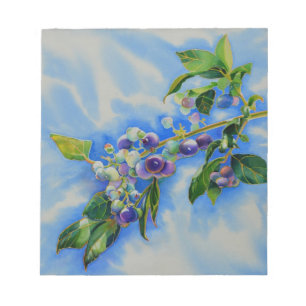 Elegantes Blueberry-Aquarellbild Notizblock