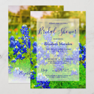 Elegantes Bluebonnets Foto Brautparty Einladung
