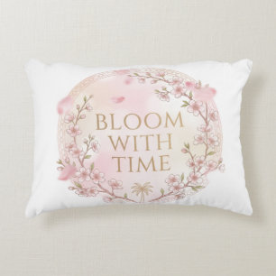 Elegantes "Blühen mit der Zeit" Blumenkissen Dekokissen