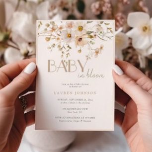 Elegantes blühendes Blumenmädchen-Baby-Shower Einladung