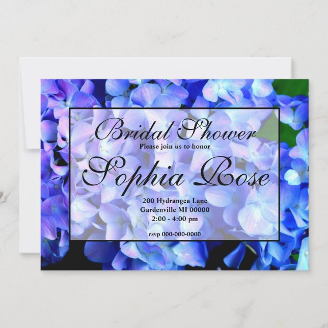 Elegantes blühendes Hydrangeas-Brautparty Einladung (Vorderseite)