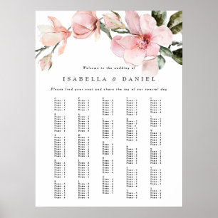 Elegantes, blühendes Magnolia Alphabetisches Seeka Poster