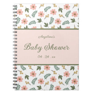Elegantes Blume Baby Shower Gift List Notebook Notizblock