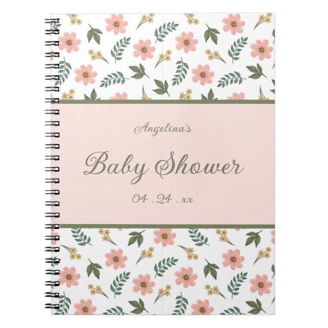 Elegantes Blume Baby Shower Gift List Notebook Notizblock (Vorderseite)