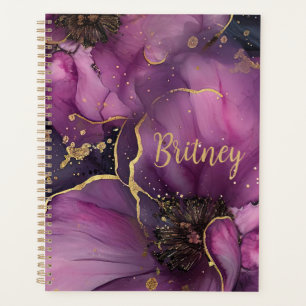 elegantes Blume-Design in Rosa und Gold Planer