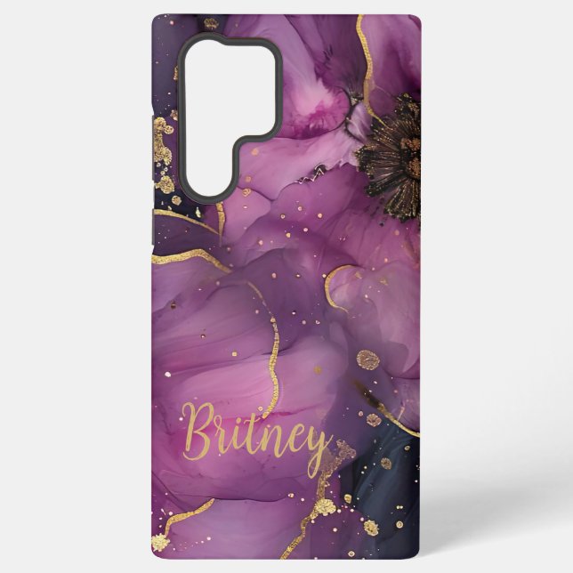 elegantes Blume-Design in Rosa und Gold Samsung Galaxy Hülle (Rückseite)