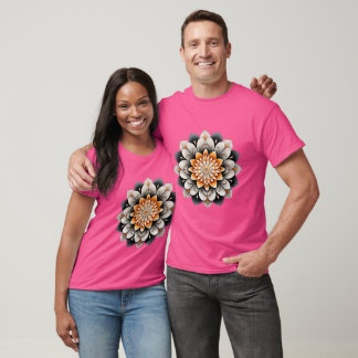 Elegantes Blume-Design in Rot, Blau und Cream Mand T-Shirt