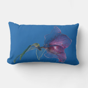 Elegantes Blume-Design pastellblau Kobalt Lendenkissen