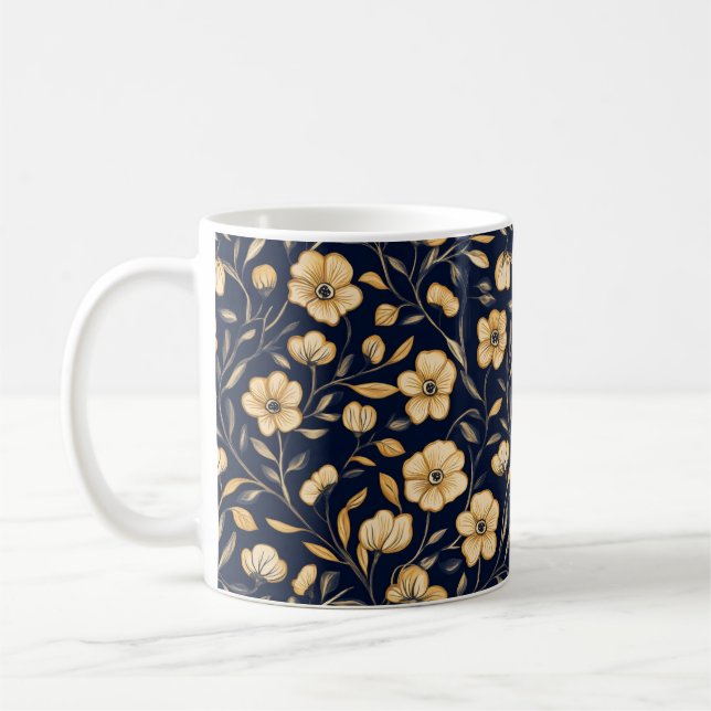 Elegantes Blume Gold Muster Kaffeetasse (Links)