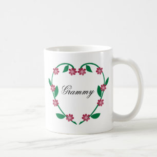 Elegantes Blume Herz-Grammy Tasse