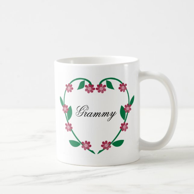 Elegantes Blume Herz-Grammy Tasse (Rechts)