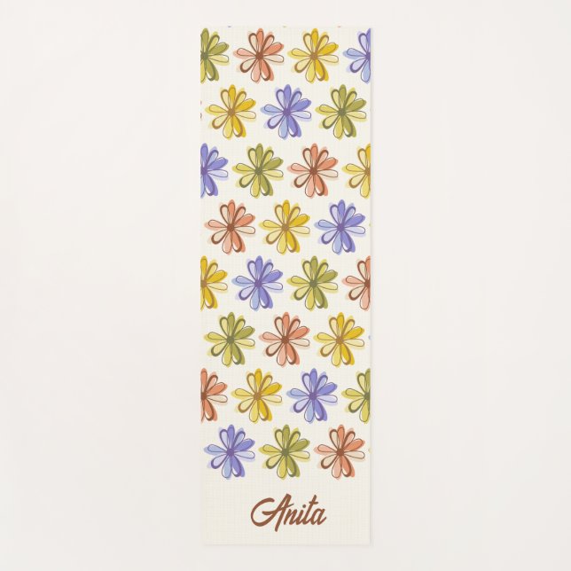 Elegantes Blume Muster Yogamatte (Vorderseite)