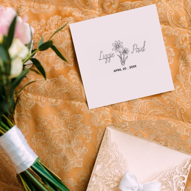 Elegantes Blume-Skript Save the Date Gummistempel (Von Creator hochgeladen)