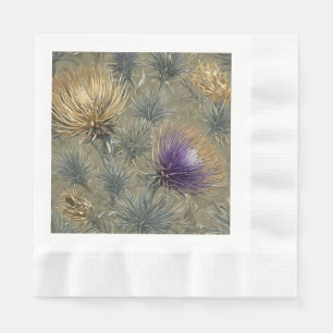 Elegantes Blumen-Distel-Muster-Design Serviette