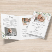 Elegantes Blumen-Foto-2-Personen-Gedenkprogramm
