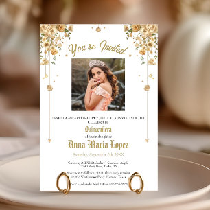 Elegantes Blumen-Foto Mis Quince Quinceañera 15.  Einladung