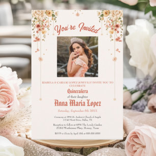Elegantes Blumen-Foto Mis Quince Quinceañera 15.  Einladung