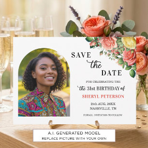 Elegantes Blumen-Foto zum 31. Geburtstag Save The Date