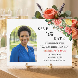Elegantes Blumen-Foto zum 46. Geburtstag Save The Date