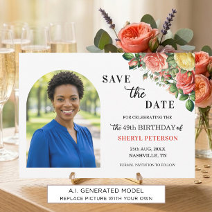 Elegantes Blumen-Foto zum 49. Geburtstag Save The Date