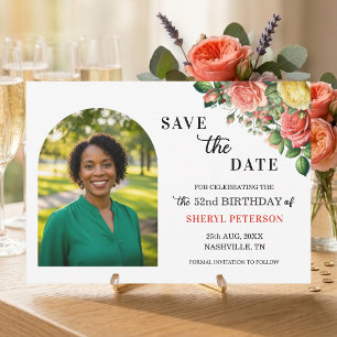Elegantes Blumen-Foto zum 52. Geburtstag  Save The Date