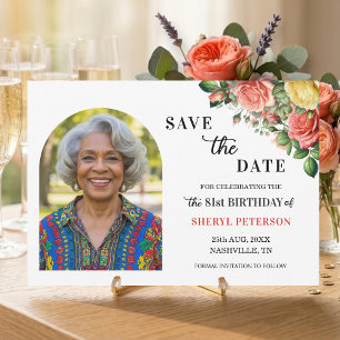 Elegantes Blumen-Foto zum 81. Geburtstag Save The Date