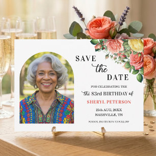 Elegantes Blumen-Foto zum 83. Geburtstag Save The Date