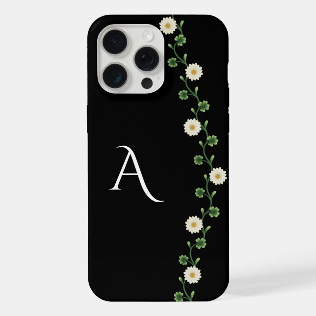 Elegantes Blumen-Monogramm mit Gänseblümchen iPhone Hülle (Rückseite)