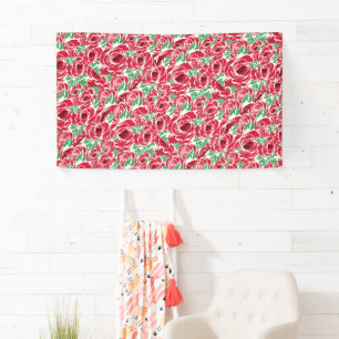 Elegantes Blumen-Rosenblatt-Muster Banner